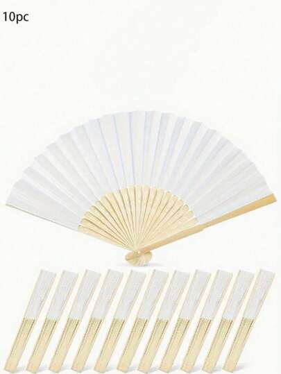 Conjunto de 10 leques de papel dobráveis com haste de bambu, ideais para casamentos, festas, decoração de casa e como lembrancinhas.