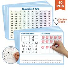 Lachilly 10张装可擦写白板卡，8英寸 x 11英寸小白板数轴120数字表十格图，数学教具加减法游戏，学生课堂必备教师用品，数学学习工具 - 彩色 - 查看 3