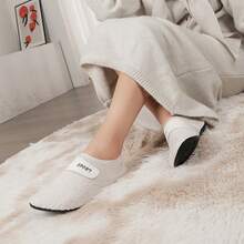 Giày tập Yoga cho nam nữ, kiểu dáng slip-on, chất liệu lông cừu, đế bằng, có quai dán, thích hợp cho tập luyện trong nhà, Pilates, giày thể thao lông mềm mại như đi chân trần. - màu trắng ngà - Xem 5