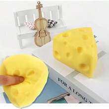 1pc New Soft Cheese Squeeze Toy, Squishy Stress Relief Toy For Office Desk And Home Relaxation - Random Colors and Styles - View 7