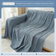 Funda de Sofá Elástica Chenille Reversible - Ultra Suave Antideslizante y Lavable Funda para Sofá de Tela Supersuave Antiarañazos Ideal Todas Las Temporadas Azul 180X180cm/70.8X70.8 in - Azul - Ver 7
