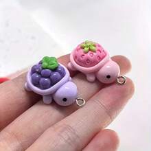 12pcs/24pcs Of New High-Quality Fashionable 3D Colorful Fruit And Floral Turtle Resin Decorations - Suitable For Jewelry, Earrings, Necklaces, And Phone Chains. Vibrant Accessory Making Supplies, Perfect Small Gifts For Friends And Family - Multicolor - View 4