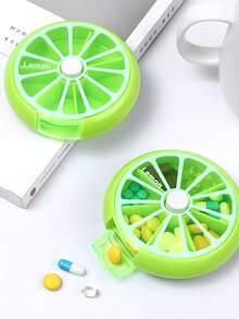 LocalPill Organizer 旅行药盒 7 格周用药盒 圆形每日用药盒 可爱药盒 适用于药丸、维生素、鱼油补充剂（1 个粉色/绿色） - 藥盒 - 查看 6