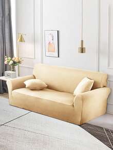 1 buah Sarung Sofa Elastis Sutra Susu Warna Polos, Sarung Sofa Modern untuk Semua Musim, Pelindung Sofa yang Aman untuk Hewan Peliharaan dan Dapat Dicuci dengan Mesin, Dekorasi Rumah yang Ramah Hewan Peliharaan, untuk Sofa 1 Dudukan, 2 Dudukan, 3 Dudukan, dan 4 Dudukan - Krem - View 6