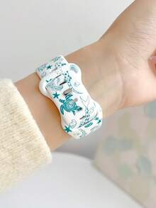 1条海洋元素鲨鱼图案硅胶表带，兼容 38mm 40mm 41mm 42mm 44mm 45mm 49mm (S10 42mm) (S10 46mm)，时尚柔软硅胶运动表带，适用于 Ultra 2 S10 SE 9 8 7 SE 6 5 4 3 2 1，适合搭配服装、日常佩戴、度假。 - 彩色 - 查看 5