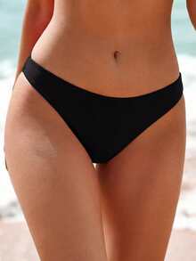 一件优雅纯色针织泳衣，性感迷人，适合度假和海滩穿着，夏季黑色 - 黑色 - 查看 1