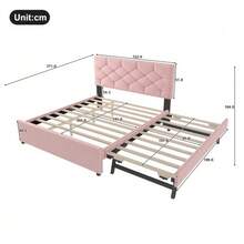 Polsterbett, 140x200cm, Bett Mit Lattenrost (Ohne Matratze), Bett Mit Rollcontainer, Samt, Minimalistisch, Rosa - Pink + Velvet + 140cm*200cm - View 2