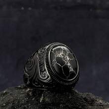 1枚枪灰色绿松石不锈钢戒指，男女通用，送给朋友、同事、父母的绝佳礼物 - 戒指 - 查看 8