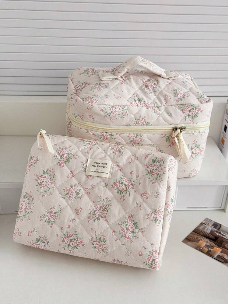 1Pc/Set Spring Pink Floral Makeup Bag For Women Travel Large Cosmetic Organizer Bag Portable Travel Makeup Bag Makeup Bags Make Up Bag Cosmetic Bag Toiletry Bag Skincare Bag Lipstick Bag Purse Jewelry Organiser Clutch With Zipper Closure For Cosmetics,Skin Care,Lipstick,Brush,Hand Cream,Keys,Coin,Small Items Mom Gifts Teacher Gifts Bridesmaid Gifts Birthday Gifts Travel Essentials Cruise Essentials Dorm Essentials Commute Essentials - Multicolor - View 17