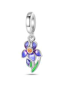 925纯银珐琅花卉吊坠 - 春季郁金香、铃兰、向日葵、玫瑰、樱花、蝴蝶串珠，适合DIY手链，女士原创首饰 - 彩色 - 查看 14