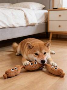 1个狗狗发声磨牙玩具，毛绒香肠形，可发出声音，适合小型/中型犬 - 棕色 - 查看 6