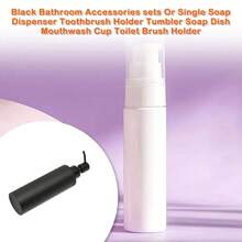 1 pieza Dispensador de jabón de acero inoxidable negro mate de 12 onzas, botella recargable con bomba manual, accesorio de baño, almacenamiento y organización de baño - Multicolor - Ver 8