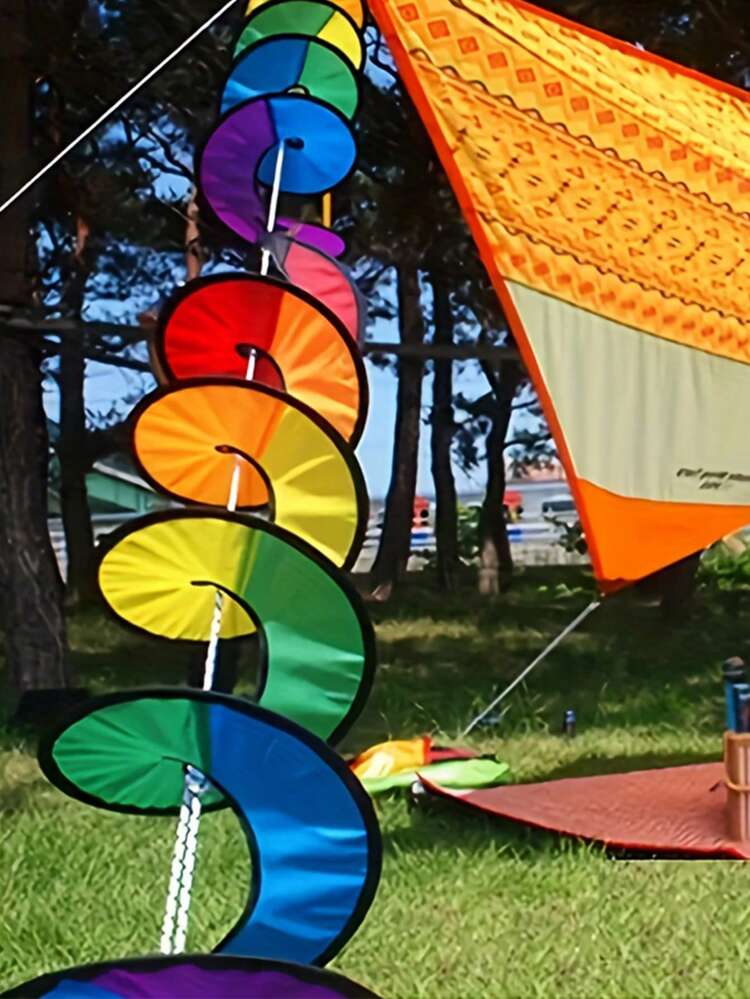 3pcs/Set Rainbow Pinwheel, Outdoor Wind Turbine Decor, Foldable Colorful Rotating Pinwheel Suitable For Yard, Garden, Terrace, Tent, Outdoor Party, Durable Spinning Top For Balcony Or Park - A - View 10
