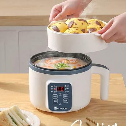 57.48oz Multi-Function Smart Rice Cooker, Convenient Steamer All-In-One Pot, Overheat & Dry Burning Protection, 6 Cooking Modes, Mini Steamer Double Layer Non-Stick Pot, Suitable For 1-2 People To Cook Rice, Soup, Pasta, Steak, Etc.