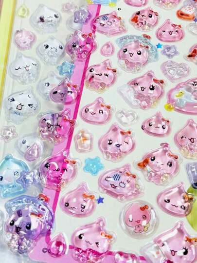 这些可爱的3D立体水滴贴纸以萌萌的雨滴怪兽图案为特色。这些透明、晶莹剔透的手机壳贴纸非常适合用于日记本、相册、文具、显示器边框、移动电源和玻璃杯等。