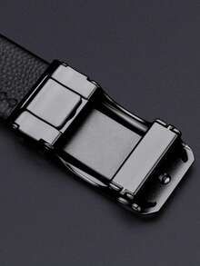 Thắt lưng da WilliamPOLO màu đen với khóa rỗng, thắt lưng nam giả da vân cá sấu có thể điều chỉnh với khóa tự động, quà tặng cho bạn trai. - Màu súng đen - Xem 7