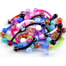 10pcs/Box Mixed Color Soft Clay Tongue Rings Barbell Tongue Piercing - A Style - View 7