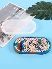 1pc/3pcs/6pcs Oval Crystal Epoxy Resin Coaster Mold, DIY Jewelry Earring Storage Tray Dish, Desktop Organizer Silicone Mold - Epoxy Resin Coaster Molds - View 1