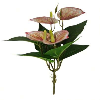 1pc Realistic 3D Textured Plastic Red Anthurium Leaf, Lifelike Color And Texture, Suitable For Tabletop Decor, Shelves Accents, Year-Round Decoration (Pot Not Included)
