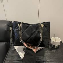 1件装优雅绗缝仿皮女士手提包，大容量单肩斜挎包，拉链封口，涤纶衬里，适合各种场合 - 彩色 - 查看 1