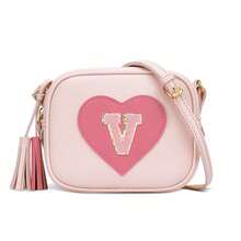 心形26字母斜挎包，可爱方形手提包，配有可调节肩带，可装手机、硬币、现金、卡片 - 彩色 - 查看 8