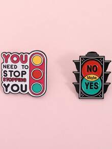 1 Bộ ghim cài áo hình đèn giao thông tráng men "Không", "Có thể", "Có", "Bạn cần dừng lại, hãy dừng việc cài ghim của bạn lại", món quà trang sức đầy cảm hứng dành cho bạn bè. - Nhiều màu - Xem 7