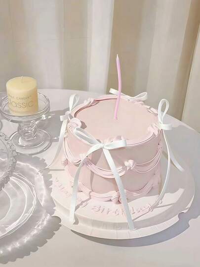 30pcs-White Ribbon Bow Cake Decorations Theme Bow Cupcake Decorations White Bow Birthday Decorations Baby Shower, Birthday, Wedding, Bachelorette Party, Mother's Day Decorations Party Supplies