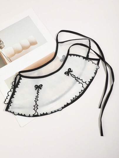 1pc Women's Minimalist Double-Layer Sequin Bow Design Collar, Versatile For Casual, Party, And Daily Wear