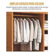 Armario De Madera Organizador De Ropa Moderno Con Cortina, Armario Multifuncional Para Dormitorio - Marrón (a rayas) - Ver 8