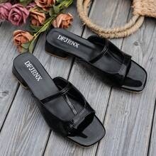 Square Toe Chunky Heel Pumps, Comfortable Slimming Office Lady Shoes, Spring/Summer - Black - View 4