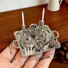 This Luxurious Dollhouse Candlelight Dinner And Tea Set, Including Cutlery, Tray, And Teaware, Is An Essential Decoration For Any Dollhouse Living Room Or Kitchen Scene. - one-size - View 4