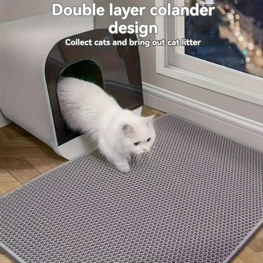 Large Double-Layer EVA Material Cat Litter Mat, Anti-Splash & Leak, Washable Litter Trapping Mat, Convenient Cleaning, Multiple Sizes Available, Pet Cat Litter Box Mat