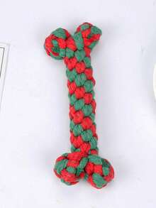 棉绳骨头形状狗狗磨牙玩具，编织无异味，狗狗牙齿清洁耐用磨牙玩具 - 彩色 - 查看 3