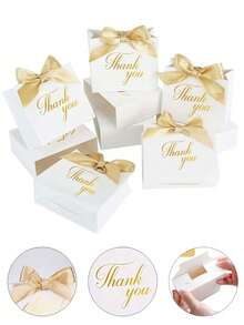 Túi quà cảm ơn thắt nơ (10/20 chiếc), hộp quà nhỏ màu trắng hồng, thích hợp cho tiệc cưới, sinh nhật, quà tặng đám cưới, tiệc tùng, lễ hội. - Nhiều màu - Xem 3