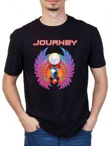 Camiseta negra de algodón 100% para hombre con estampado gráfico colorido, diseño moderno y cómodo, ideal para uso diario y estilo casual urbano - Negro - Ver 7