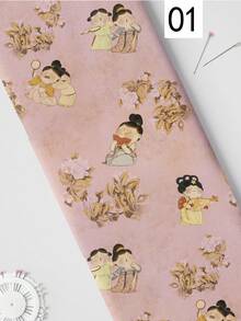 1 件中国风印花涤纶面料，柔软亲肤，轻盈透气，略带弹性，1 米和 2 米预裁切，适用于 DIY 缝纫服装、包包、汉服等工艺品。 - 多色 - 查看 20