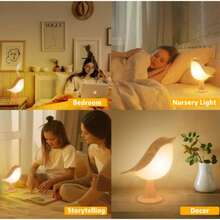 触控式木质小鸟夜灯，带香薰功能，USB充电式LED床头灯，适用于卧室、儿童房 - 多色光 - 查看 11