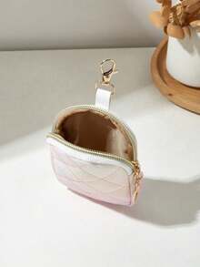 Monedero con llavero de patrón de diamante acolchado casual y nuevo - Multicolor - Ver 6