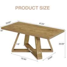 LITTLE TREE 120cm Rectangle Farmhouse Coffee Table, Wooden Tea Table Center Accent Table For Living Room Bedroom Small Space - Brown - View 2