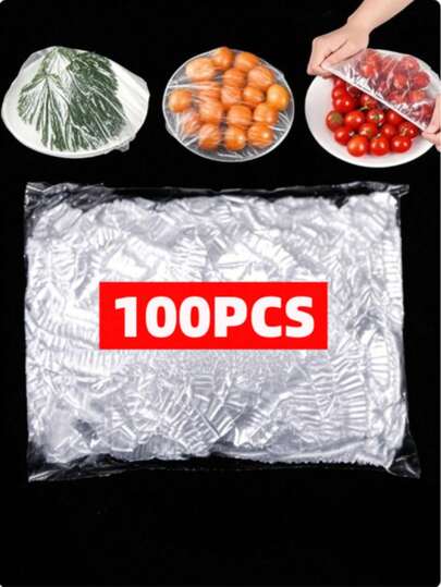 100/200 Pieces Food Wrap Film, Shower Head Cover, Multifunctional Shrink Bags, Thick Kitchen Food Wrap, Refrigerator Food Preservation Cover, Stretchable And Elastic Cover, Tabletop Food Warmer, Food Storage Bags