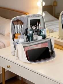 Large-Capacity Upright Makeup Bag With A Detachable Mirror. Suitable For Storing Toiletries And Cosmetics. A Multi-Functional Portable Travel Bag, It Can Also Hold Makeup Tools, Hair Tools, And Nail Polish. It Can Be Placed On A Luggage Rack. - Multicolor - View 10