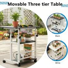 Sturdy Adjustable Height Versatile Garden Workbench| Metal Structure, Spacious Work Surface, Equipped With Lockable Wheels, Ideal For Office, Bedroom, Patio, Gardening, Long-Lasting And Easy To Maintain Design, Plant Stand, Outdoor Garden Table WXXP - [Reinforced Three-layer] - View 7