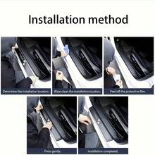 4 Pcs Car Sill Protection Strips | Anti-Slip Striped Design, Cute Cat Paw Print, Self-Adhesive Anti-Scratch Edge Protection, Universal Type Suitable For All Car Models, Easy To Install, Humorous Design - A - View 7