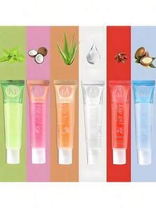 6Pcs/Set, Moisturizing Clear Lip Gloss, VE, Rosehip, Argan, Peppermintaloe, Coconut Flavor, Translucent Plumping Lip Oils - 多色 - 查看 2