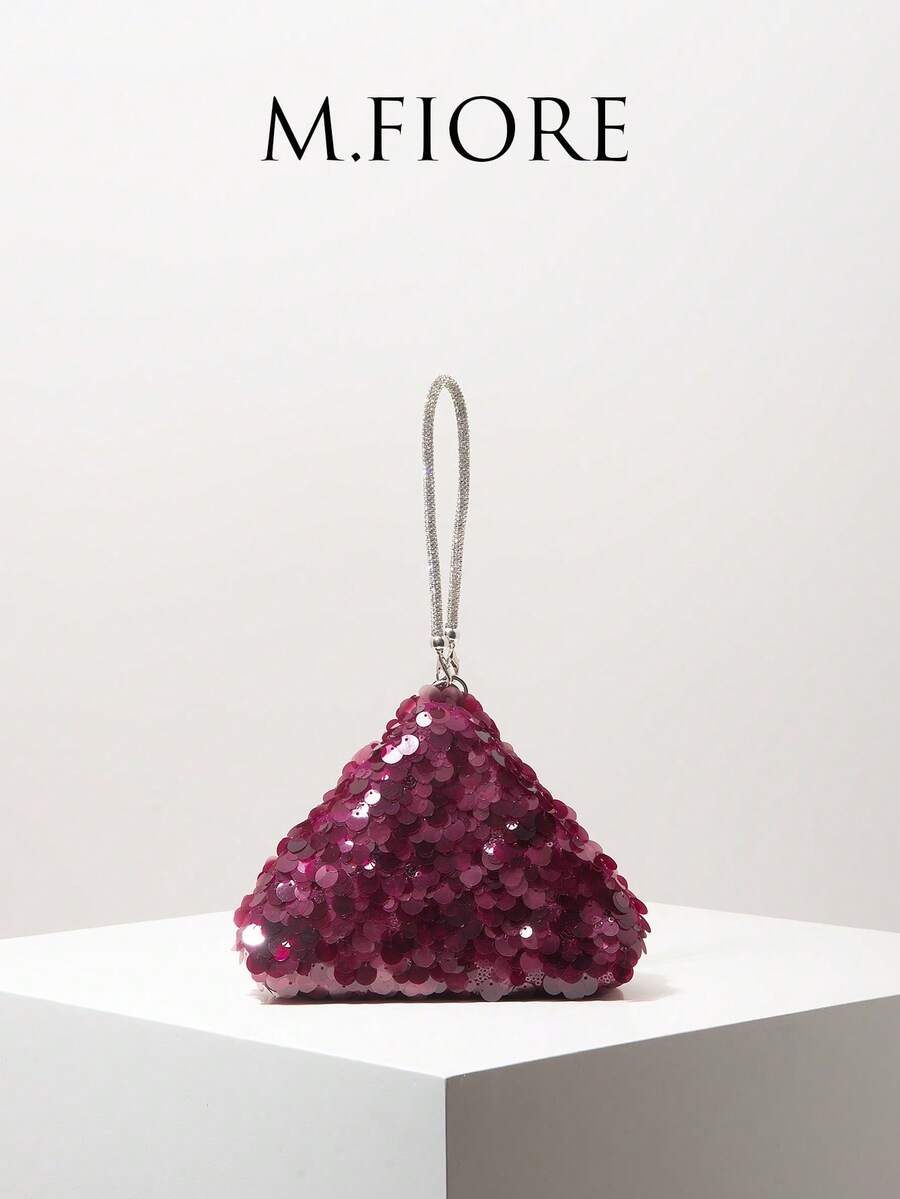 Mini Glitter Clutch Bag, Random Pattern, Elegant Ladies' Evening Bag, Party Bag, Wedding Bag - Red Violet - View 1