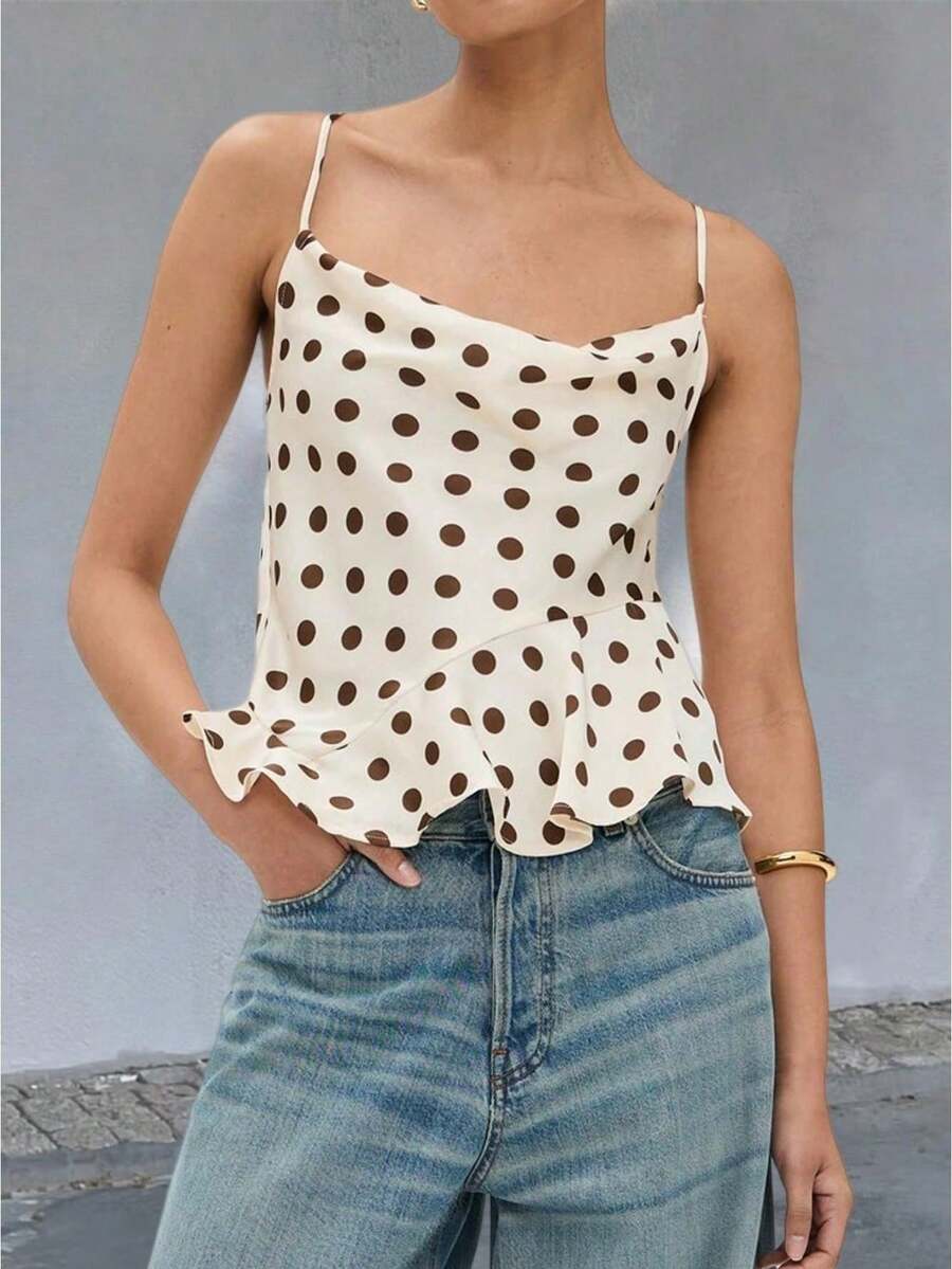 Women Dot Print Cami Tank Tops Y2K Spaghetti Strap Back Bow Tie  Slim Fit Camisole Crop Tops Sexy Backless Sleeveless Lace Up Vest Shirts Summer Going Out Tops Club Streetwear - 白色 - 查看 1