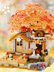 Mini Cherry Blossom Tree House Building Blocks, Buildable Blocks, Collectible Display Item, Everlasting Flowers, Home/Office Decor, Building Blocks Toy, Adult Building Blocks Toy, Wedding Gift, Holiday Gift, Birthday Gift - Four Seasons Treehouse - View 10