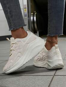 Elevated Beige Platform Sneakers – Add Height & Style Without Heels - 米色 - 查看 5