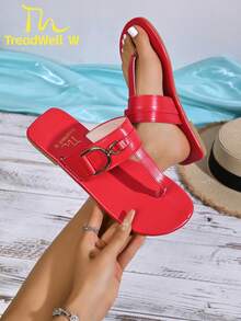 Women's Sandals, New Ladies Shoes, Red Women's Shoes, Fashionable Women's Sandals, Women's Flip Flops, Elegant Women's Shoes - Red - View 8