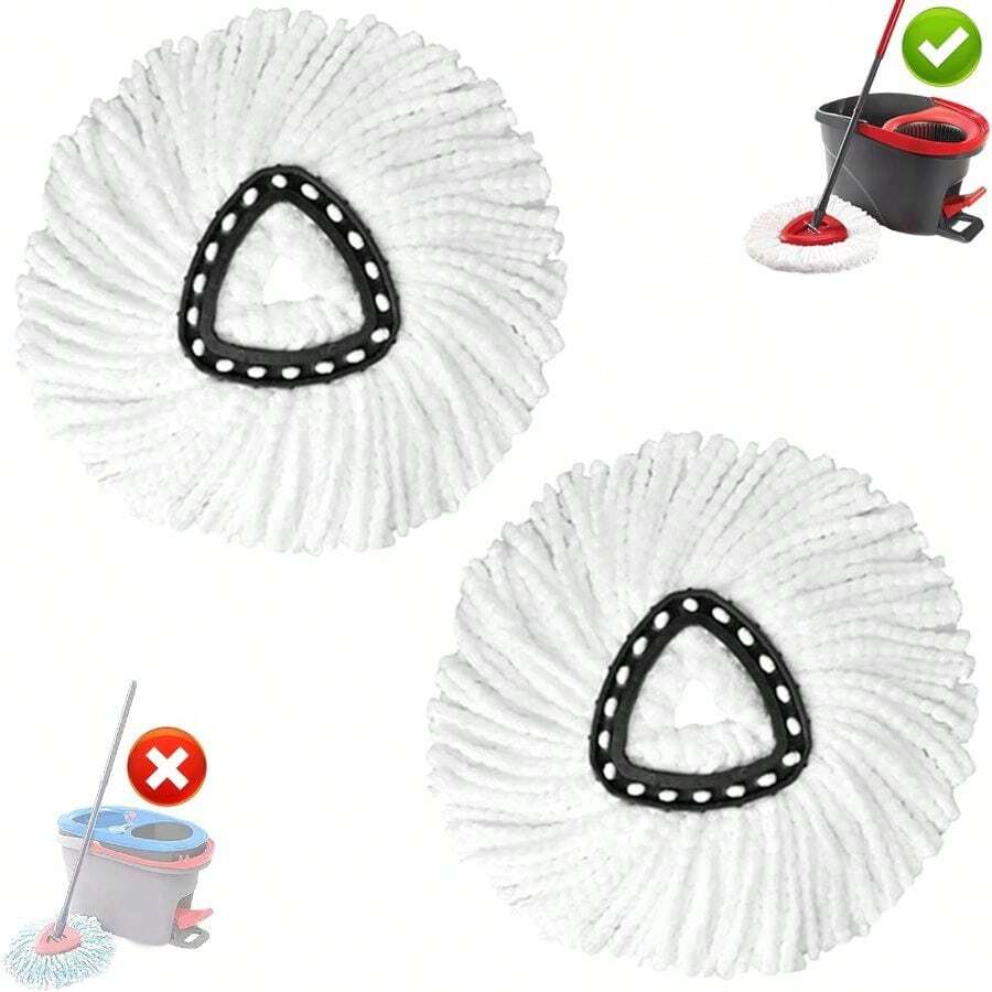 2Pack Spin Mop Heads, Spinning Mop Replace Easy Wring Mop, Microfiber Mop Compatible With Spin Mop Refill Floor Cleaning, White - 2Pack - 查看 1